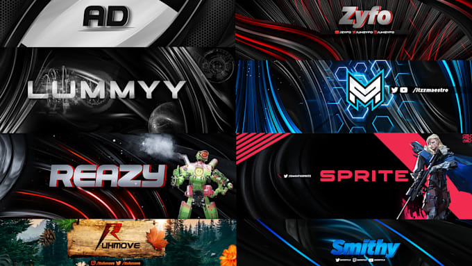 design an attractive twitch twitter youtube banner best price