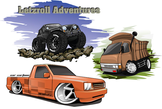 draw cartoon your vehicle,car caricature,vehicle wrap design