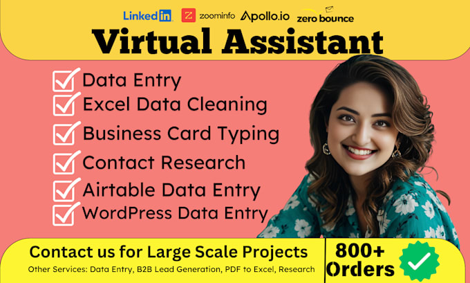 be your virtual assistant for data entry, data mining, copy paste, web research