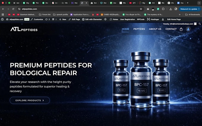 build research use fda compliant peptide website , ecommerce store on wordpress