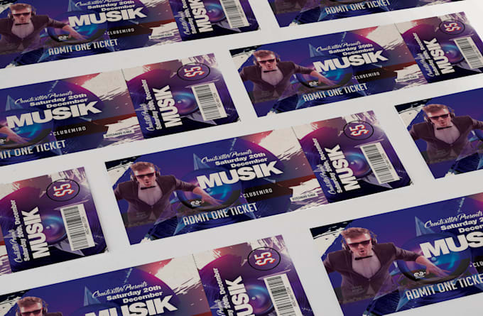 create professional event ticket, or concert ticket design