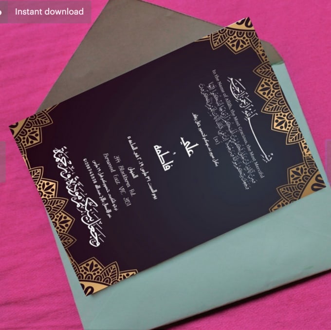 Design wedding invitation in english and arabic