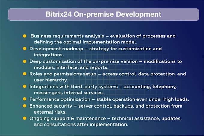 do development on premise  bitrix 24