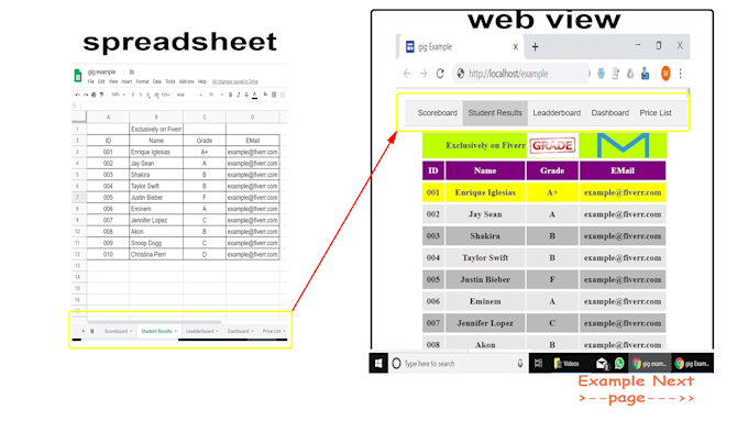 integrate google sheets into website or web app