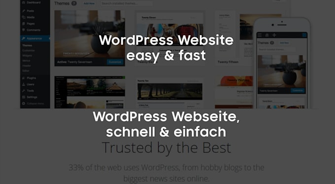setup a wordpress website on your server and a theme deutsch