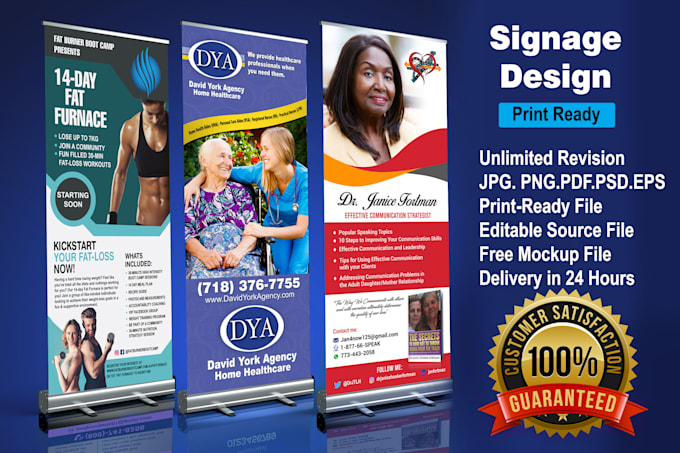 do outstanding signage design or roller banner in 24 hours