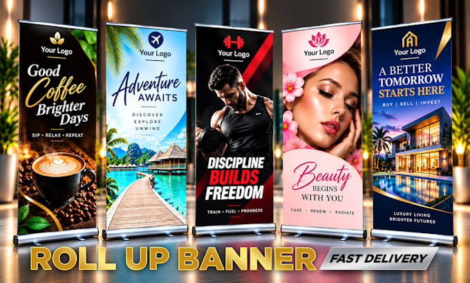 do outstanding signage design or roller banner in 12 hours