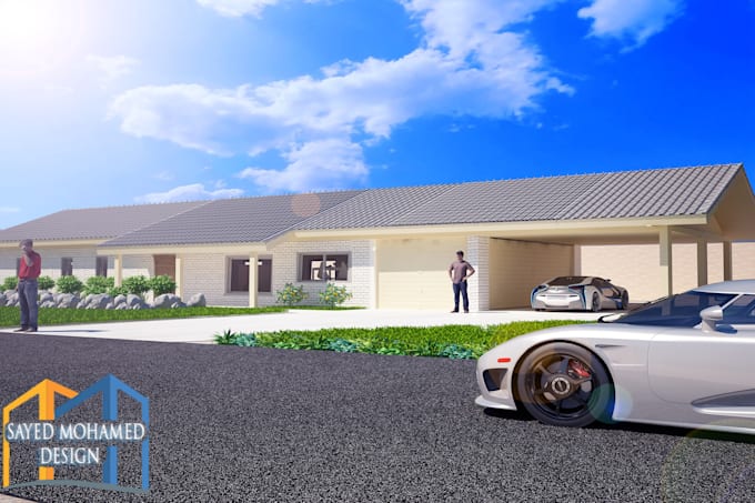 make architectural front view by 3d max