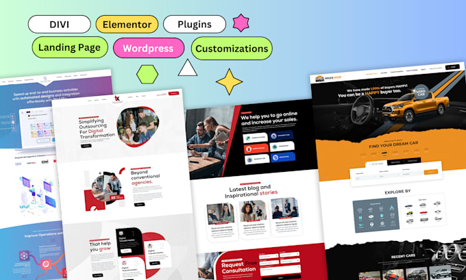 develop divi or elementor wordpress website