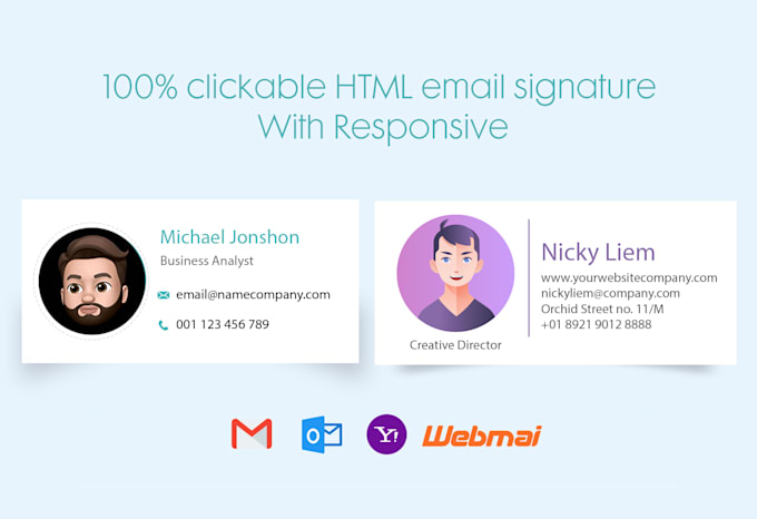 Create professional responsive clickable html email signature by ...