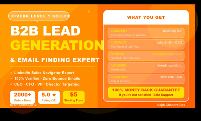 provide a b2b prospect email list, linkedin lead generation from any industry