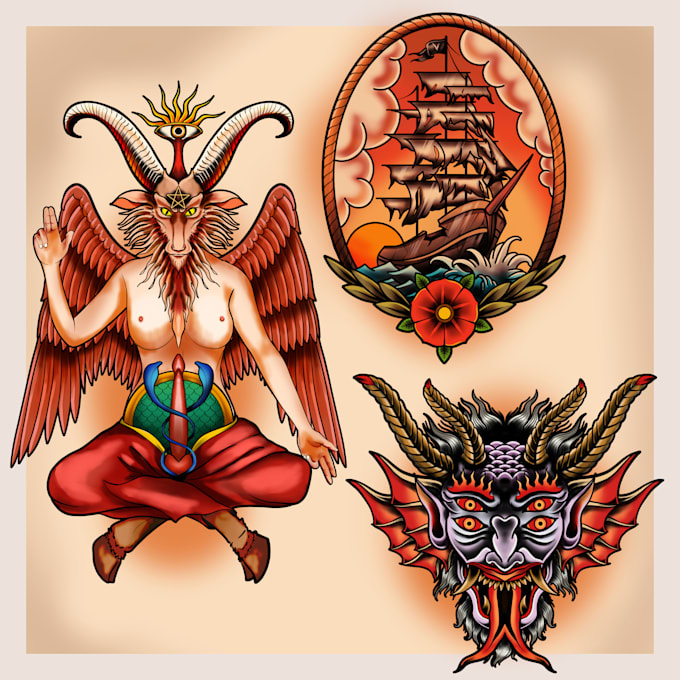 create an old school tattoo design