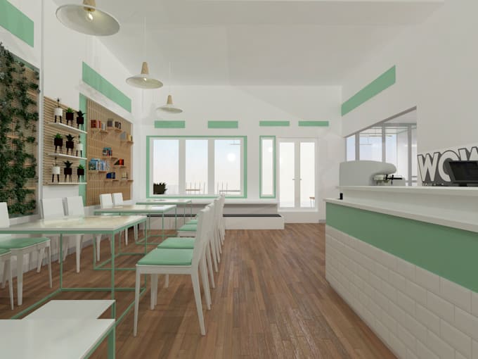 cafe interior design rendering