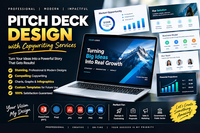 design a professional pitch deck with copywriting