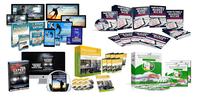 design 3d ecover bundle, book cover,box set,ebook, dvd,cd for online course