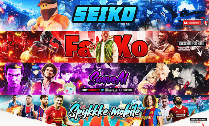 design a amazing youtube gaming channel banner