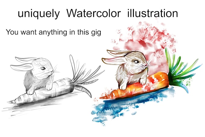 draw unique hand drawn watercolor illustration