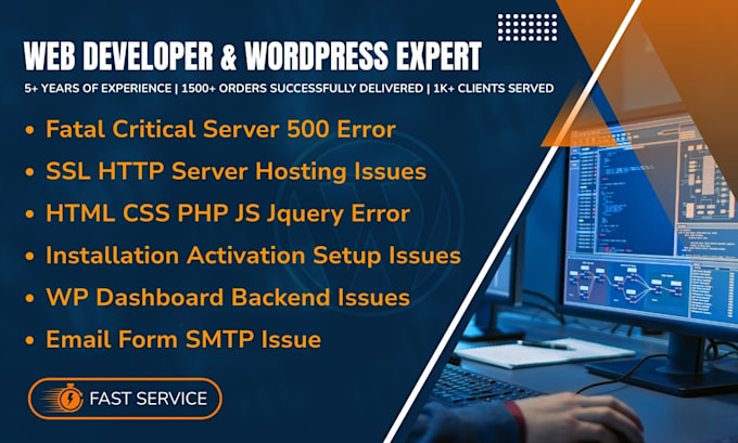 fix any wordpress error, bug, php issue or website not loading problem fast
