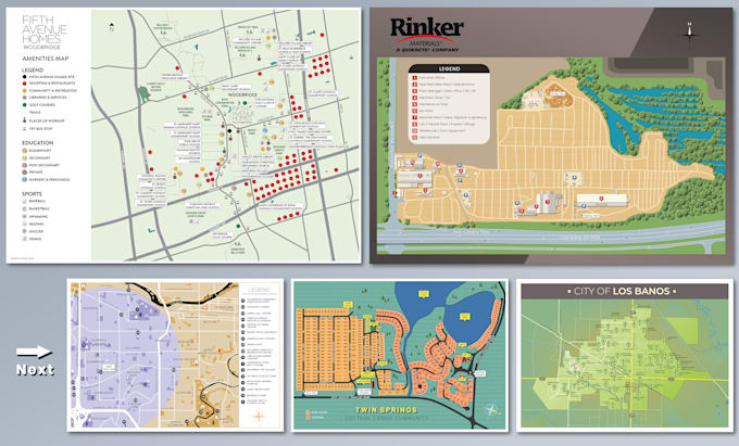 design a proximity and location amenities map illustration
