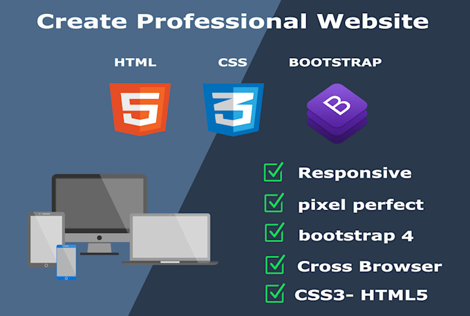 Create professional website using html css and bootstrap by ...