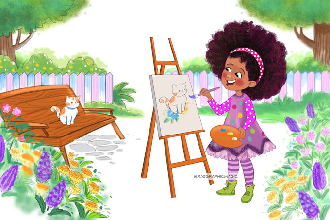 do cute children story book illustration, children story book illustration
