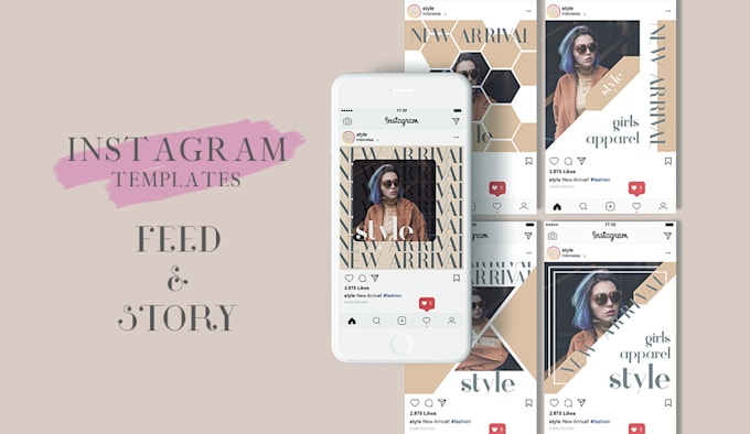 design instagram post feed and story templates