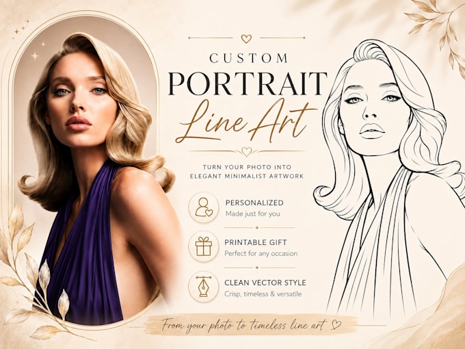 draw line art portrait from your photo into vector art