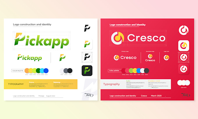 create logo design and brand identity with brand style guide