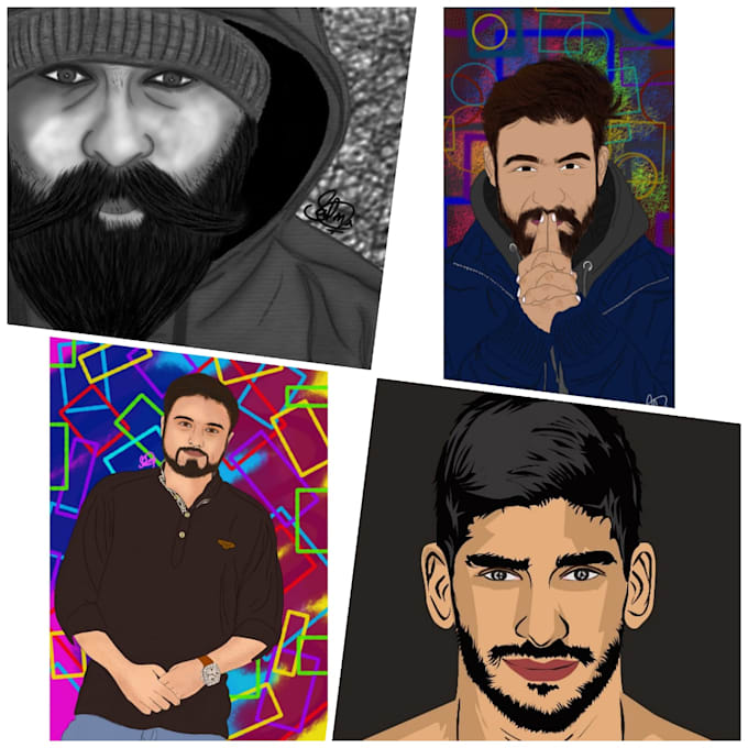 draw a digital portrait art from your photos