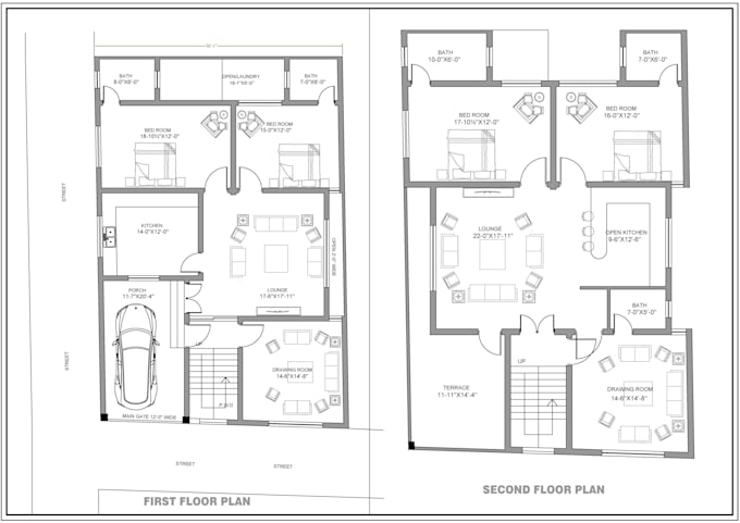 create architectural 2d floor plan design and 3d rendering