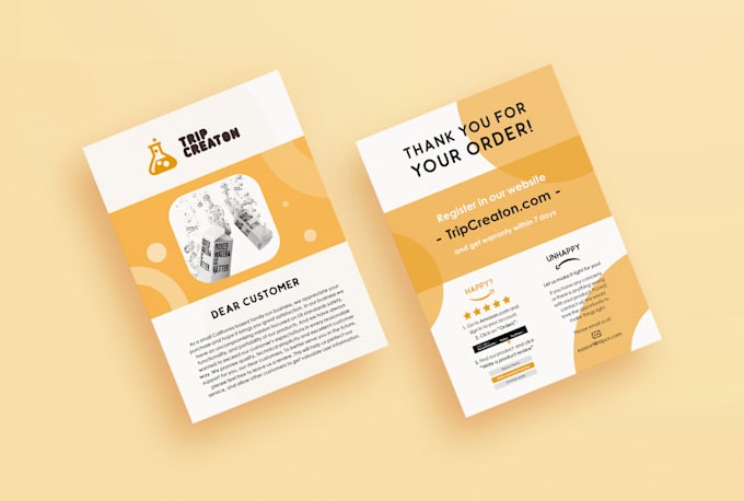 design a modern amazon thank you card, package insert