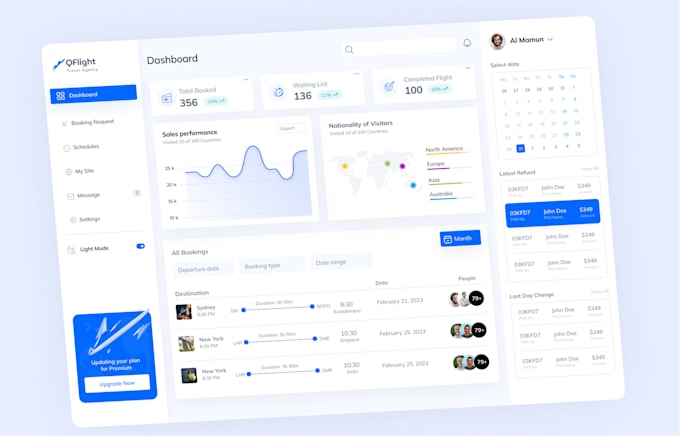 design saas dashboard, web app, CRM and admin panel UI