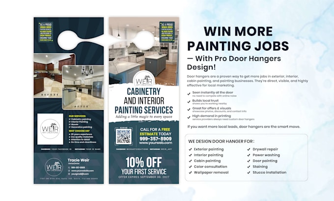 design lawn mowing, plumbing, hvac door hanger within 24 hours