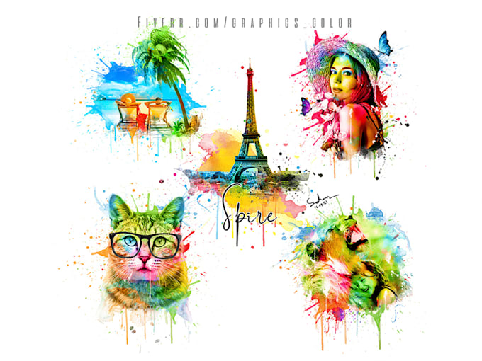 do a custom graphic watercolor t shirt , streetwear design
