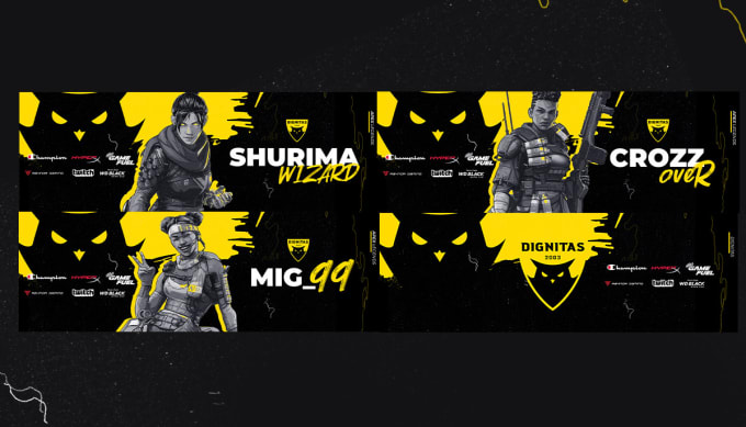 esports team players headers create screen res