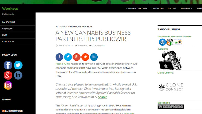 write an article about cannabis,marijuana, hemp or cbd