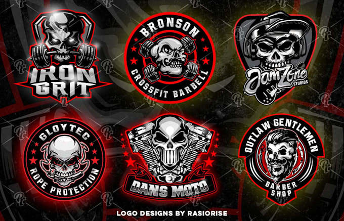create premium designs skull mascot logo and illustration