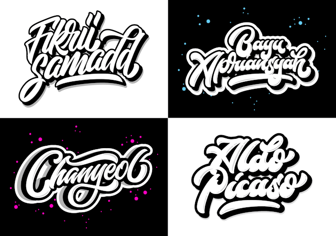 design retro script hand lettering logo
