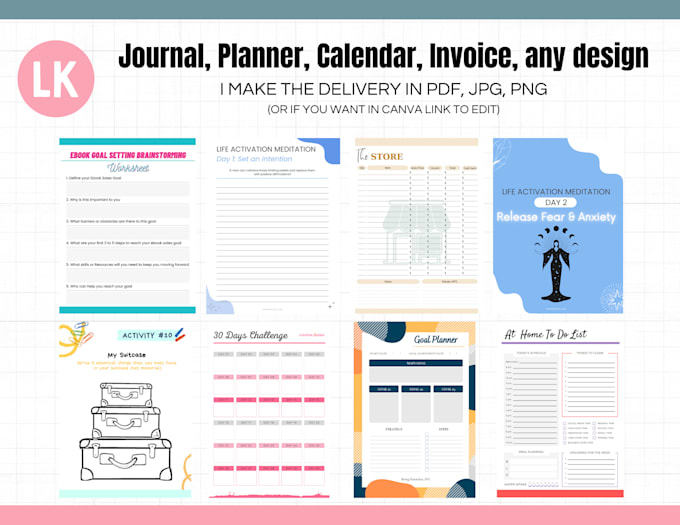 design any journal, planner, invoice in pdf file