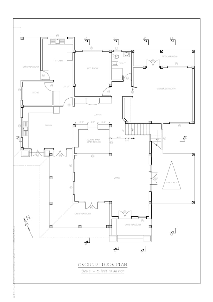 redraw floor plan, section and elevation in autocad from PDF,sketch