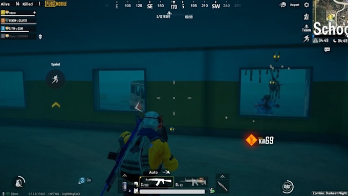 play pubg zombie dark night with mobile  chicken dinner