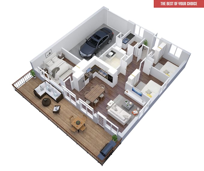 Creat and render your 3d floor plan by Nnnarchitect | Fiverr