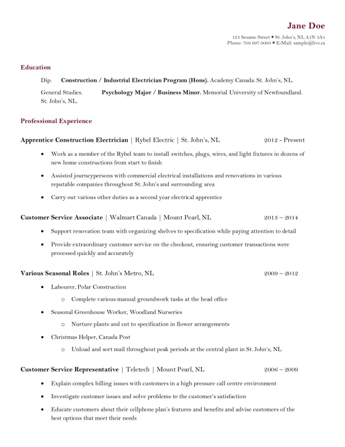 Custom resume writing in canada