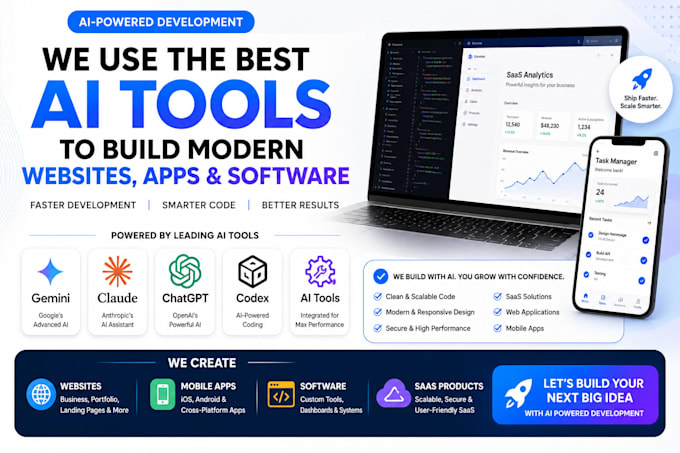 use gemini claude chatgpt codex ai tools to create website, app, software, sass