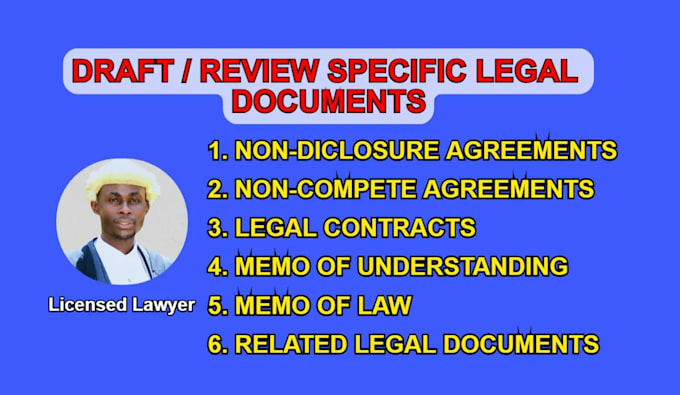 draft nda, legal contracts, mou, and other legal documents