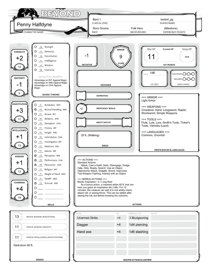 create an original custom dnd 5e character for you by noe