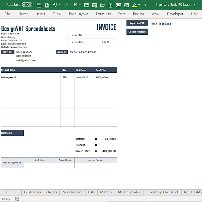 design an inventory tracking spreadsheet