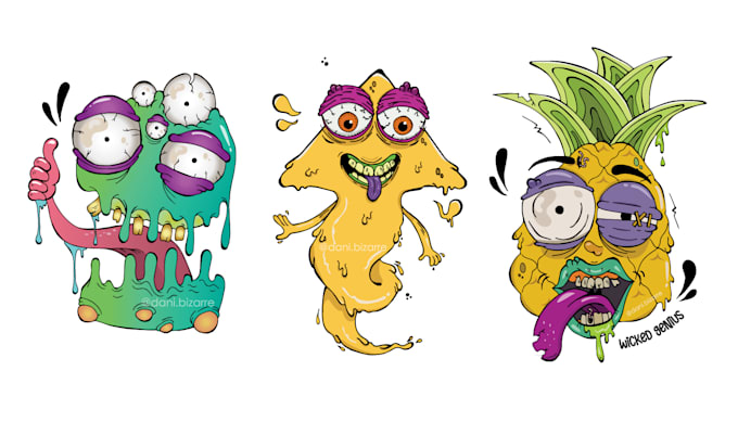 create a funny and bizarre hand drawn cartoon illustration