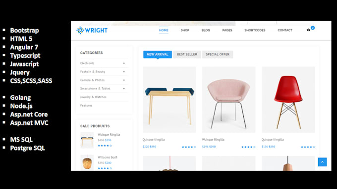 build web site, web application with bootstrap, angular, go, nodejs, aspnet