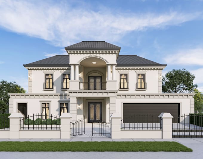 create 3d exterior, facade for house